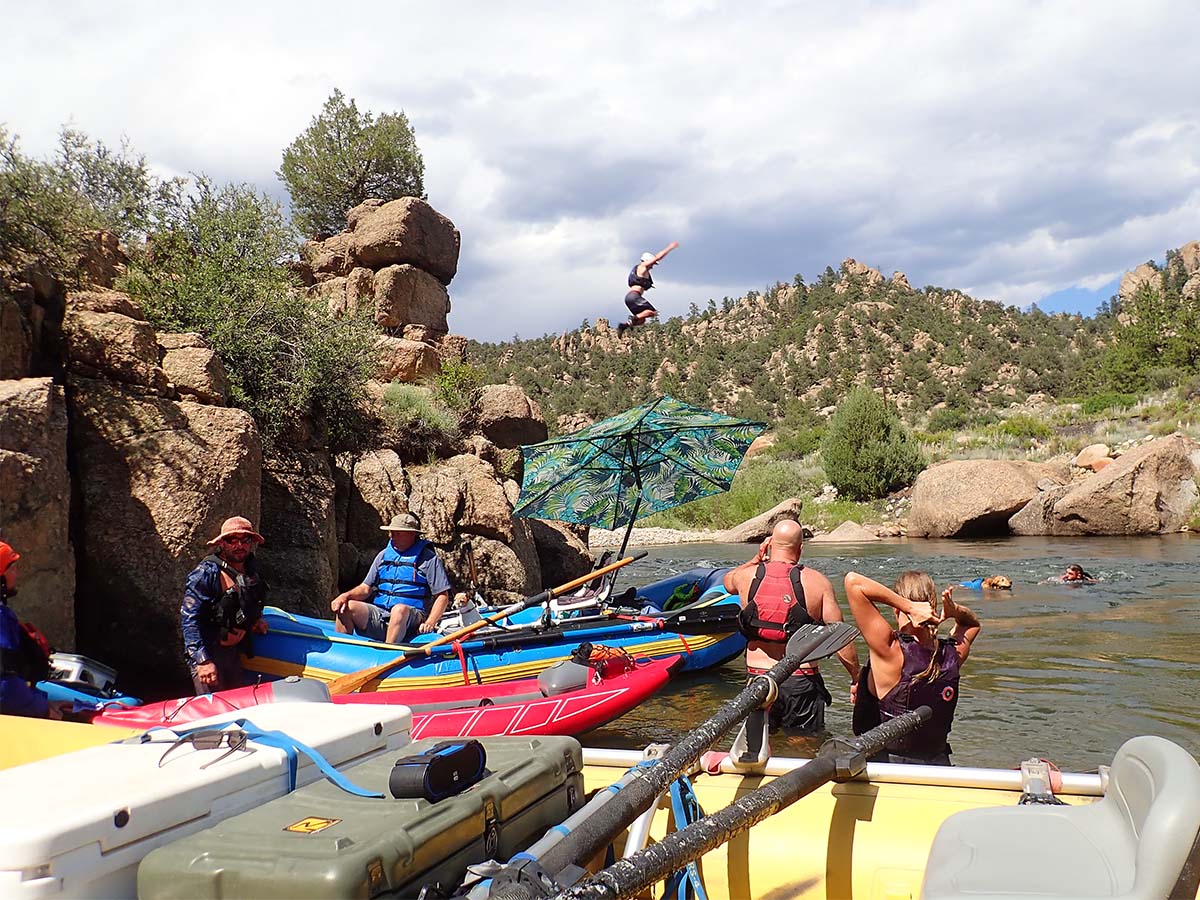 Cliff jumping in Brown's Canyon