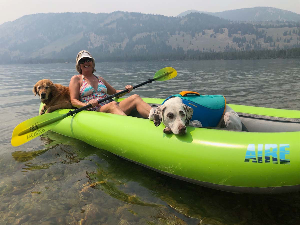 Cooper and Bella on double ducky with Maggie